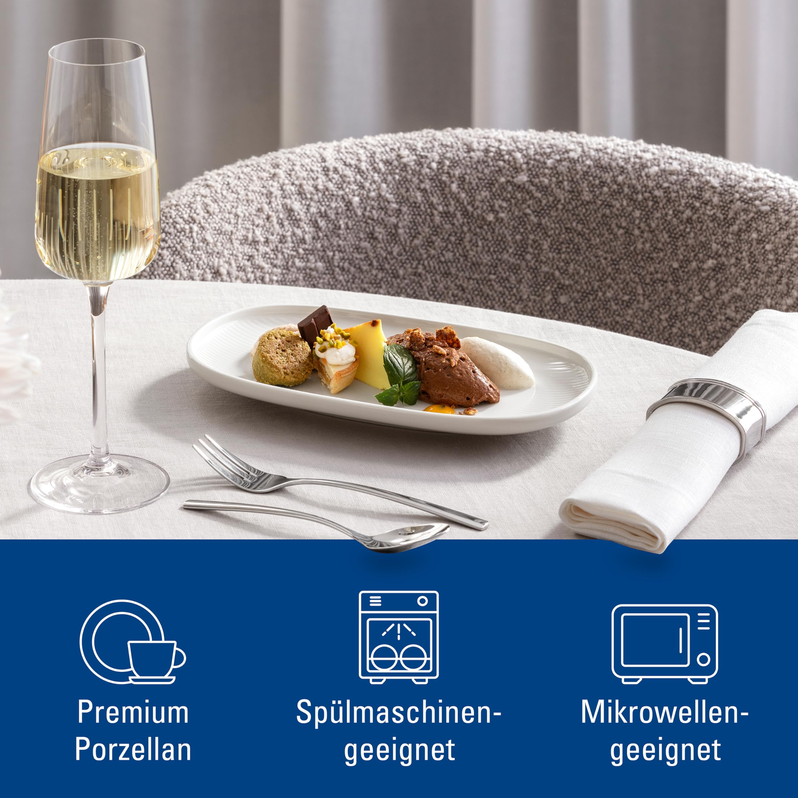 Villeroy & Boch – Afina Universalplatte Weiß, Spülmaschinenfest, Mikrowellensicher, Servierteller, Teller Weiß Oval, Geschirr, Premium Porzellan