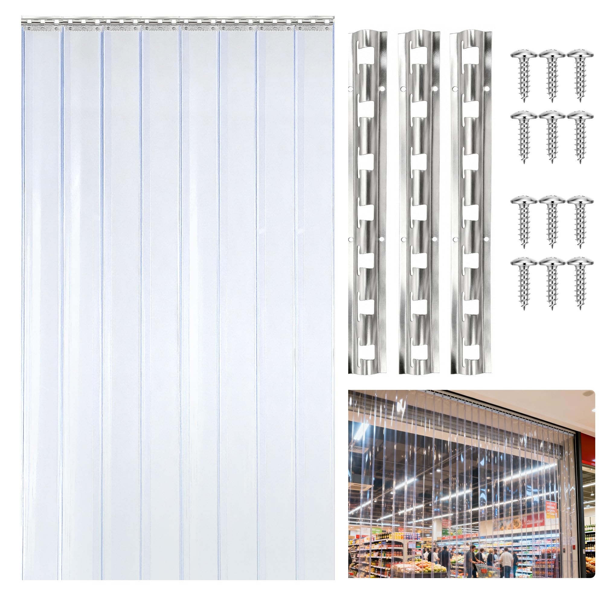 PVC Streifenvorhang Lamellenvorhang BxH 120 x 220cm Transparent