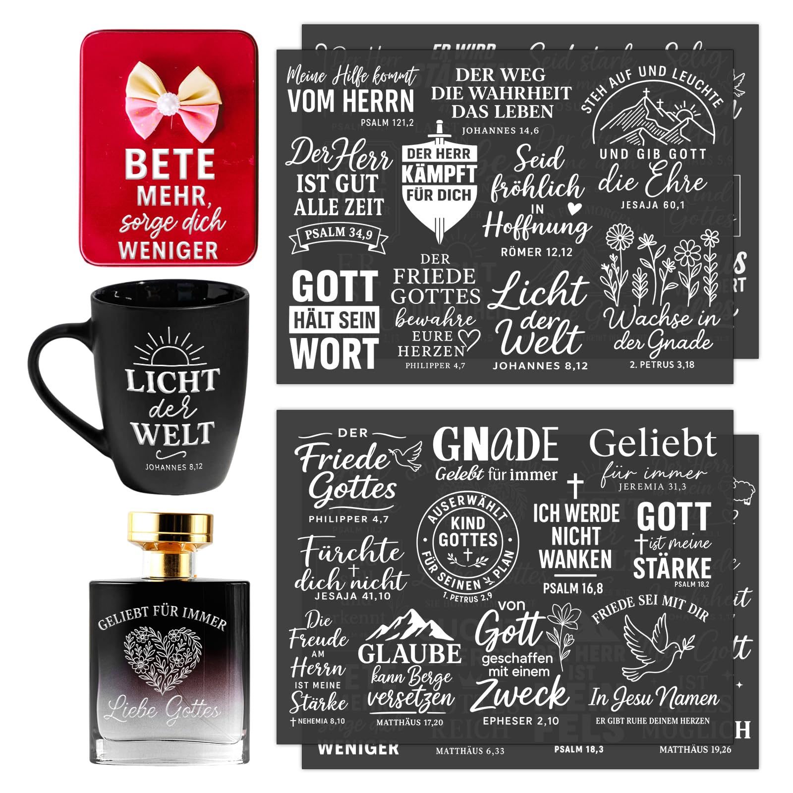 Rub On Sticker Bibelverse Christliche Aufkleber Kreuz Taube Jesus | Transfer Aufkleber für Glas, Jesus Sticker Deko zum Kleben für Gips, Fotoobjekte, kreative DIY Projekte Weiß