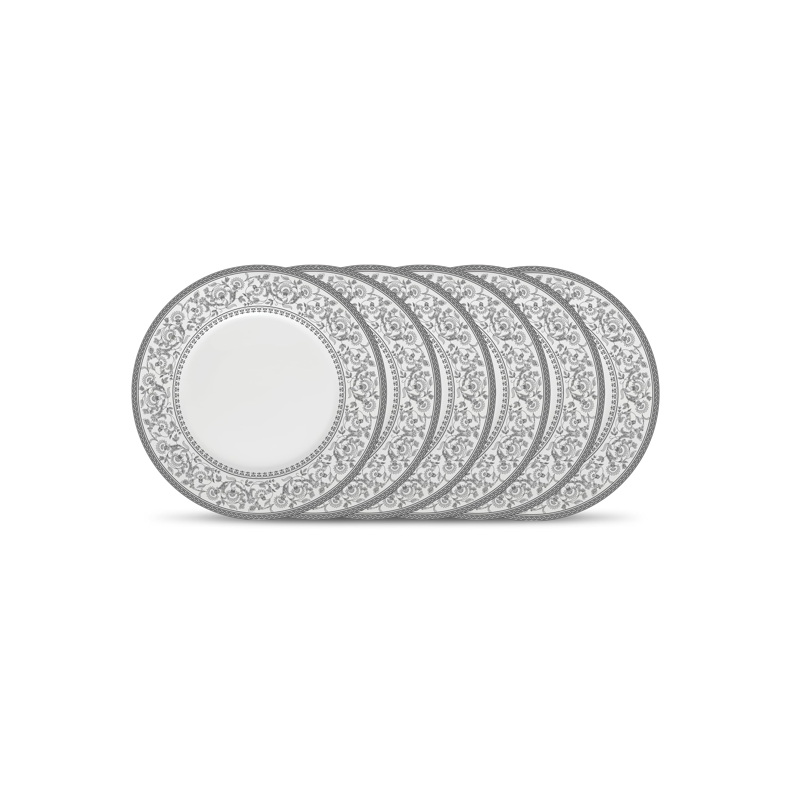 La Opala Diva Sovrana Collection Opal Glass Crockery | Quarter Plate Set of 6 Persian Grey | Side Plate for Snacking & Gifting | Microwave Safe | 100% Vegetarian | Extra Strong | Super Light & White