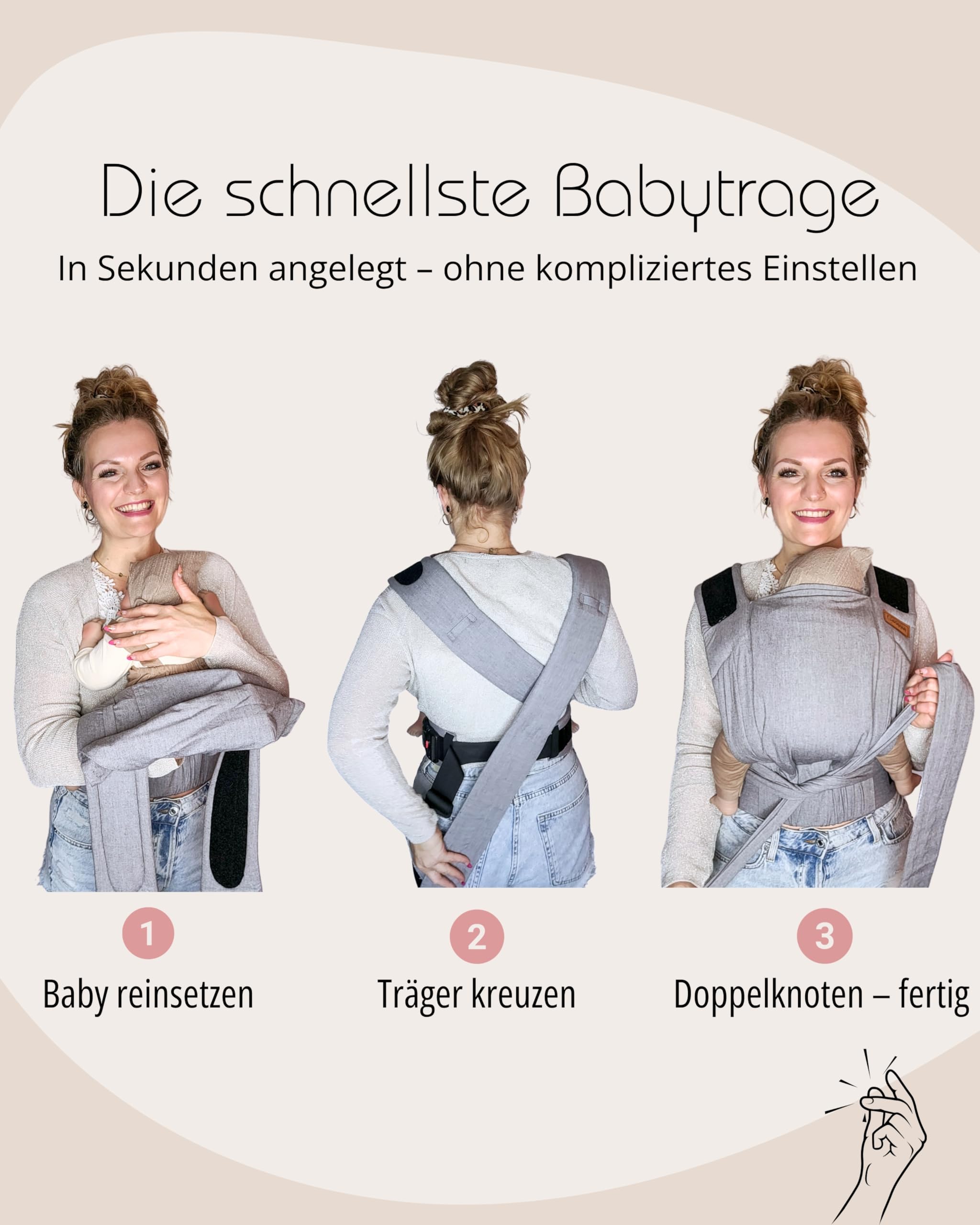 Hoppediz Babytrage Bondolino b.pure Bauchtrage Hüfttrage Rückentrage ab Geburt Elba