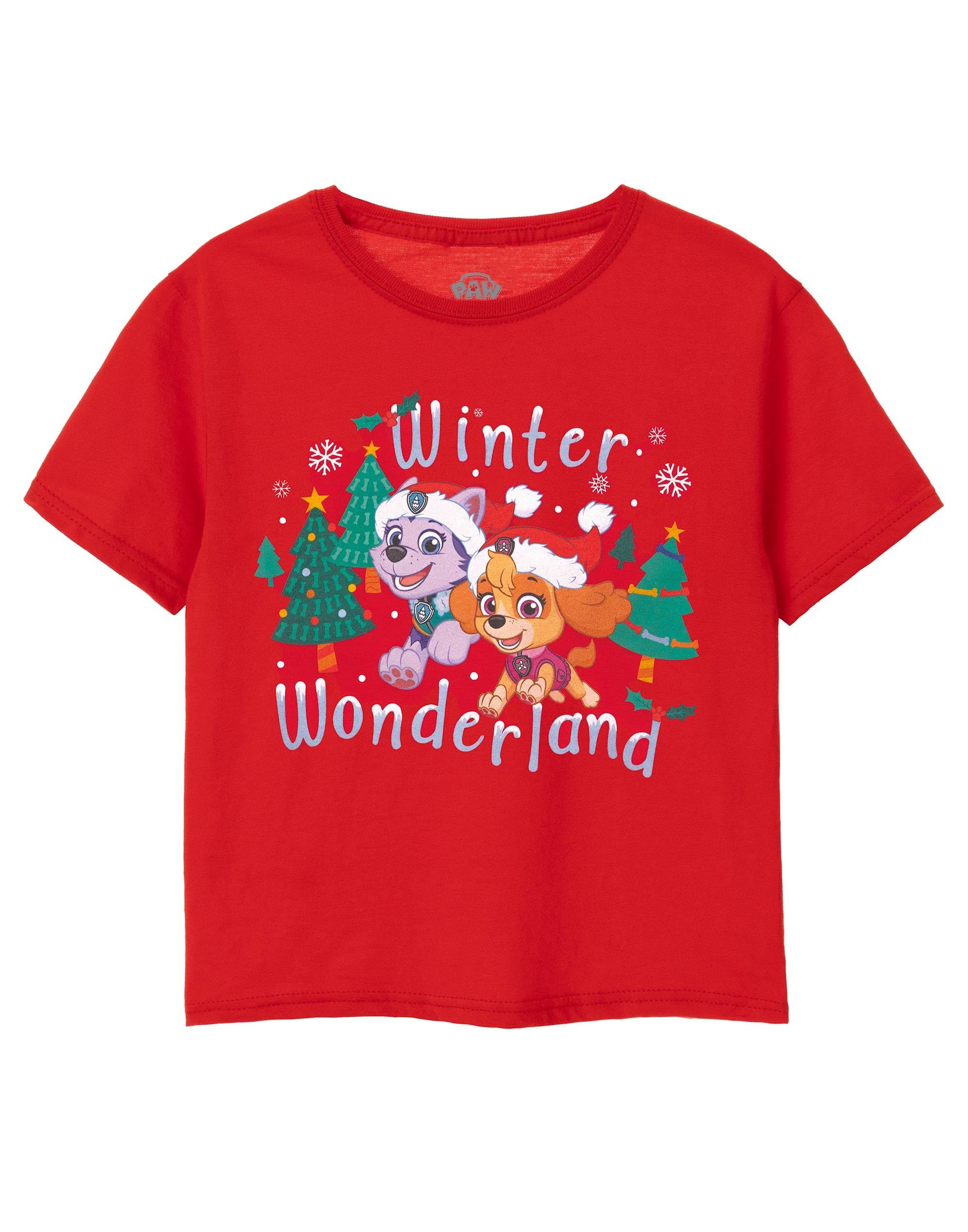 Vanilla Underground Girls Red Paw Patrol Winter Wonderland Short Sleeved T-Shirt - 3-4 Years