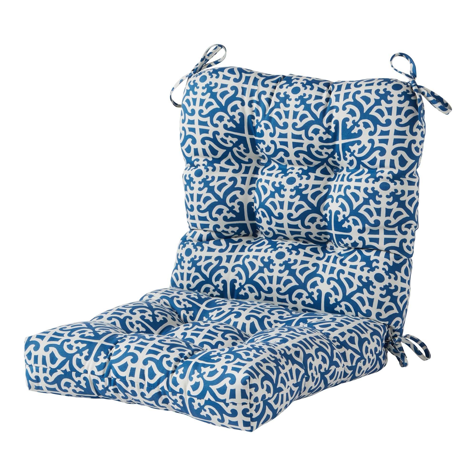 South Pine Porch Outdoor Seat/Back Chair Cushion, Indigo Lattice
