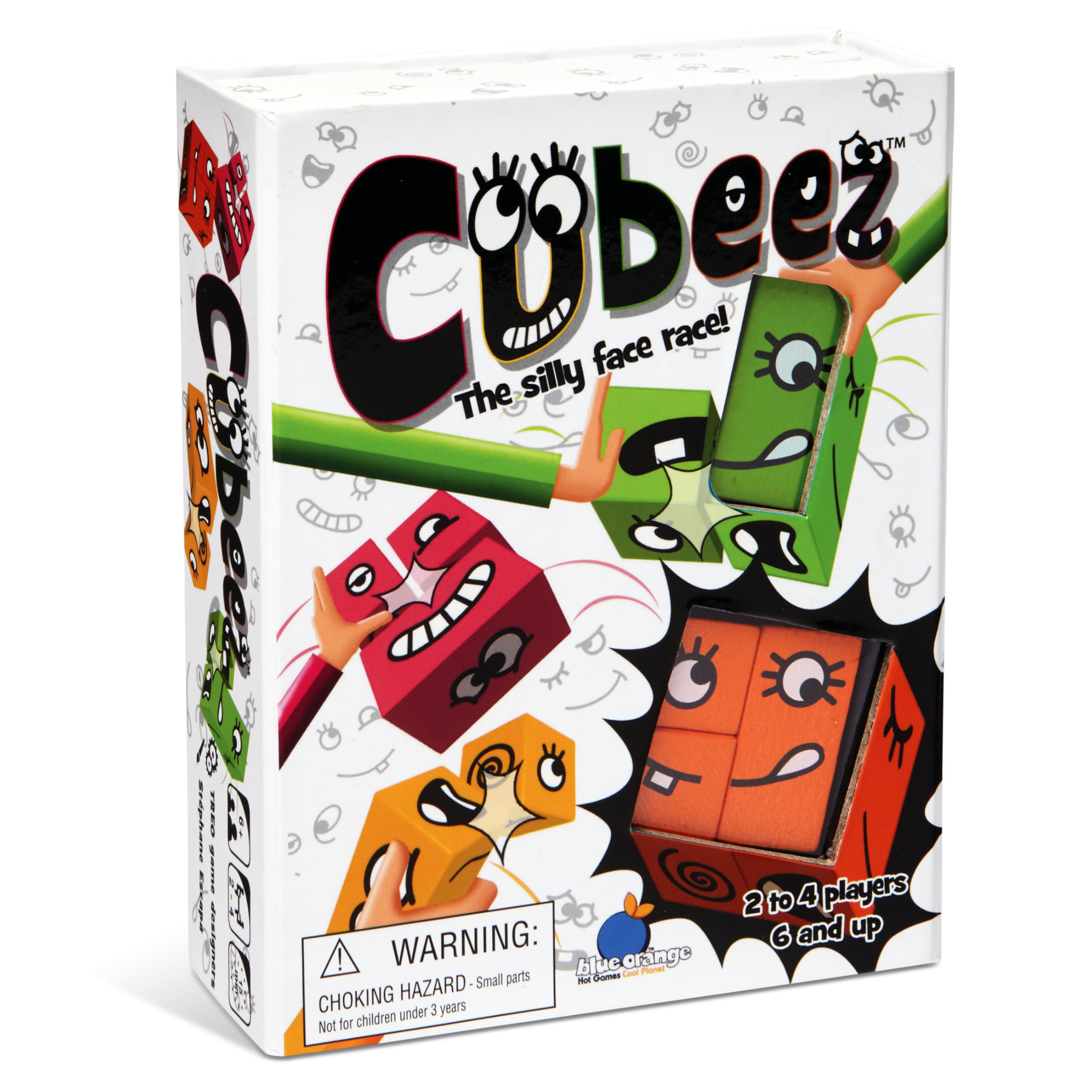 Blue Orange Cubeez Original Matching Face Changing Expression Puzzle Race with Wooden Cubes Games, 1 to 4 Players, Ages 6+