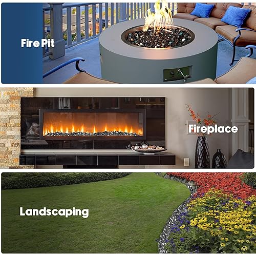 Miniatura 113 de Skyflame 4.53 kg de vidrio resistente al fuego, de 1.27 cm, de brillo intenso para paisajismo de chimenea, lugar para fogatas, Platino reflectante