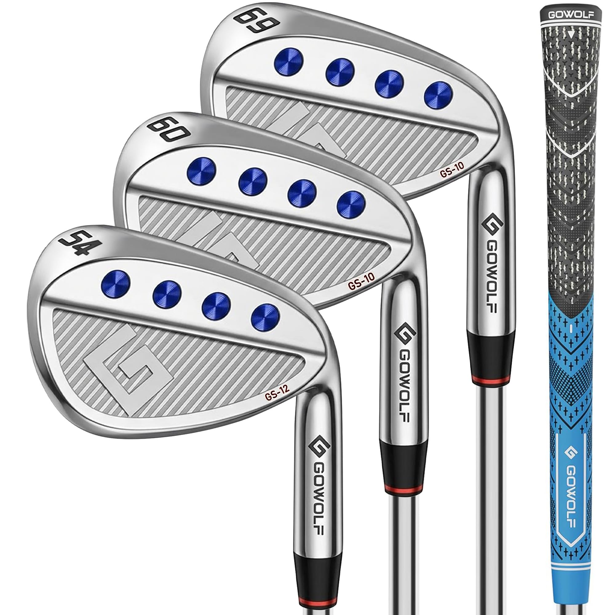 Gowolf Golf Wedges 54, 60, 69 Sets for Men, Premium Forged Full Face Golf Wedges Right Hand, Golf Gap Wedges Sand Wedge Lob Wedge, Golf Clubs CNC Milled Face for More Spin - Great Golf Gifts (Silver) — image 1
