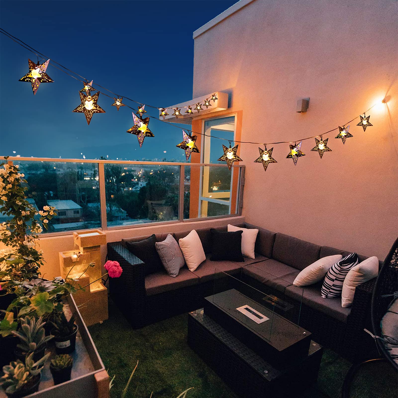 Solar-Lichterkette Mit Stern, Mond, Sonne – 3 M, 30 Cm, Warmweiß, IP65 Wasserdicht Für Garten, Terrasse
