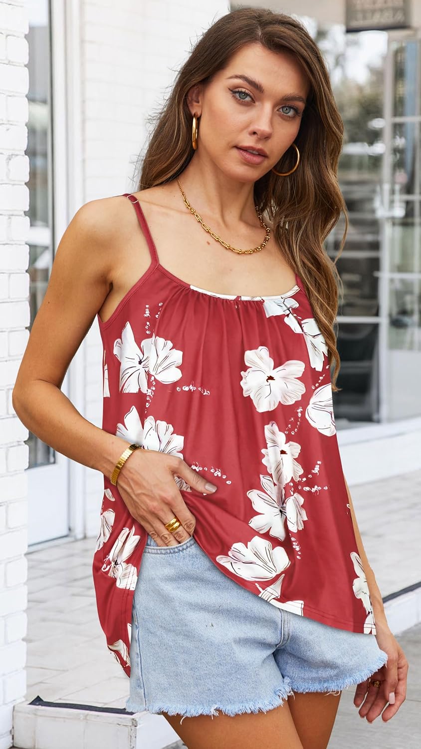 Tank Top for Women Summer Casual Spaghetti Strap Camisole Loose Fit Sleeveless Tunic Blouses - Image 3