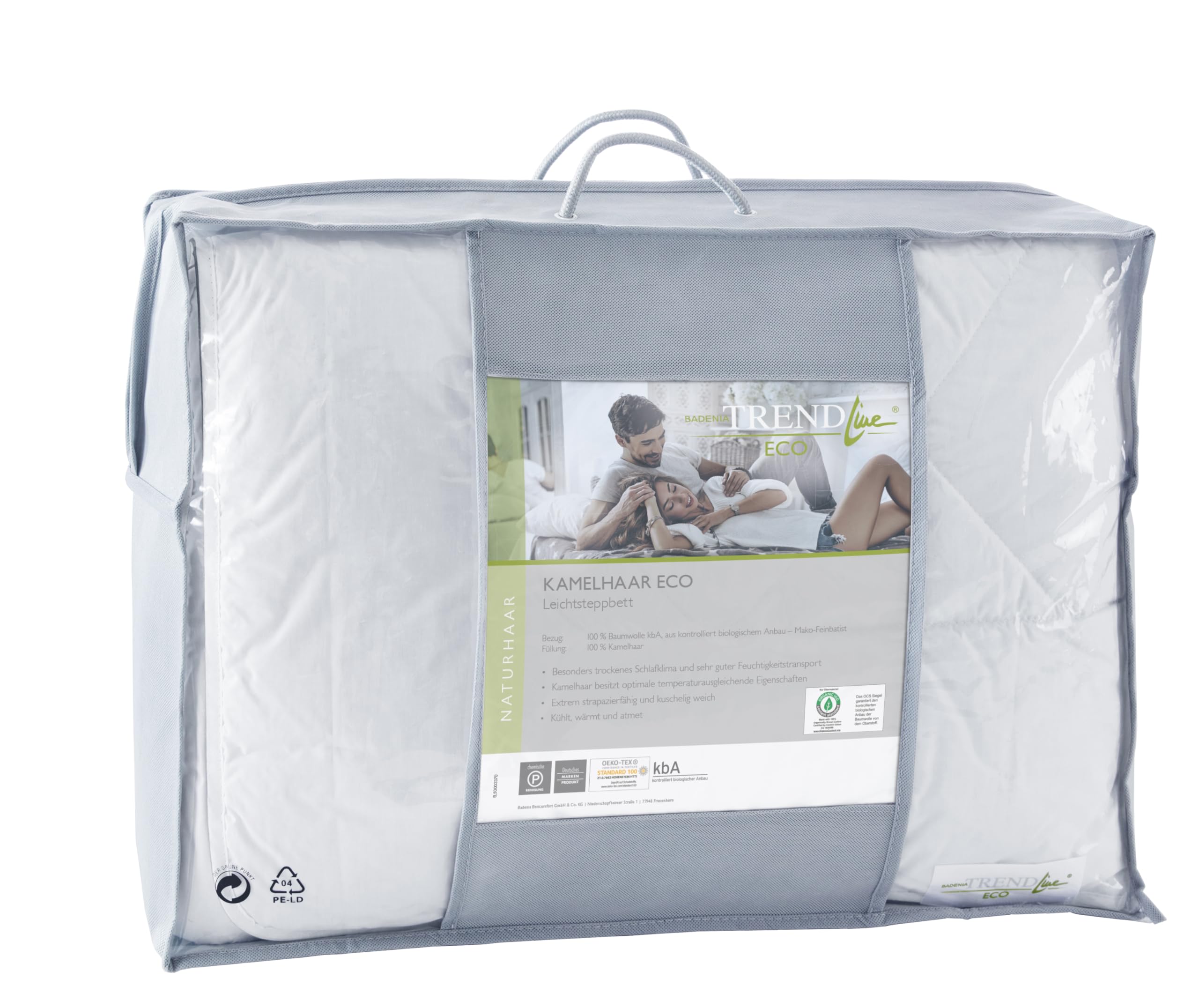 Badenia Trendline Eco Steppbett Kamel Leicht 135 x 200 cm, weiß, Öko- Tex Zertifiziert, produziert nach deutschem Qualitätsstandard