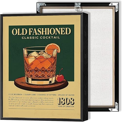 Pósteres clásicos de lona de cóctel retro a la antigua, arte de pared de cóctel, alcohol, whisky, impresiones estéticas, pintura para bar, carrito,