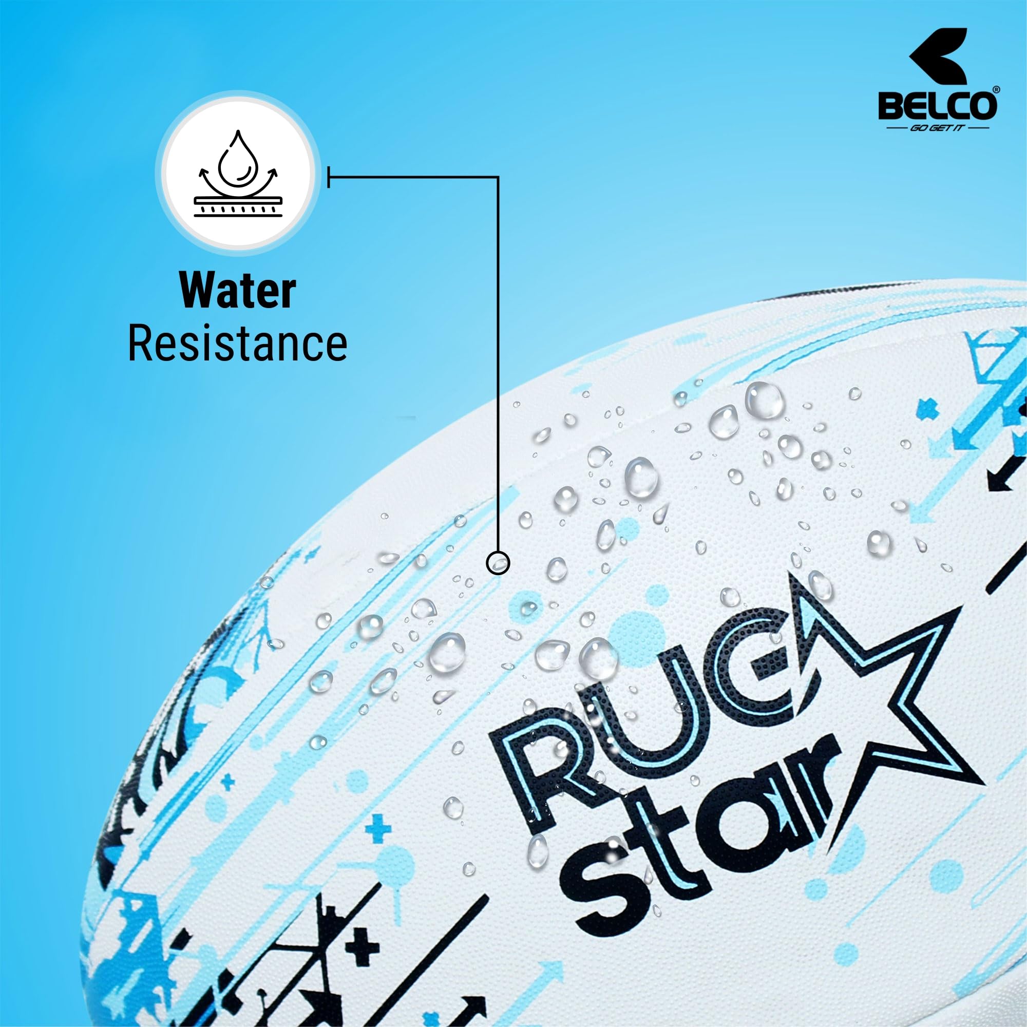 Rhino Touch Rugby Ball, Blue