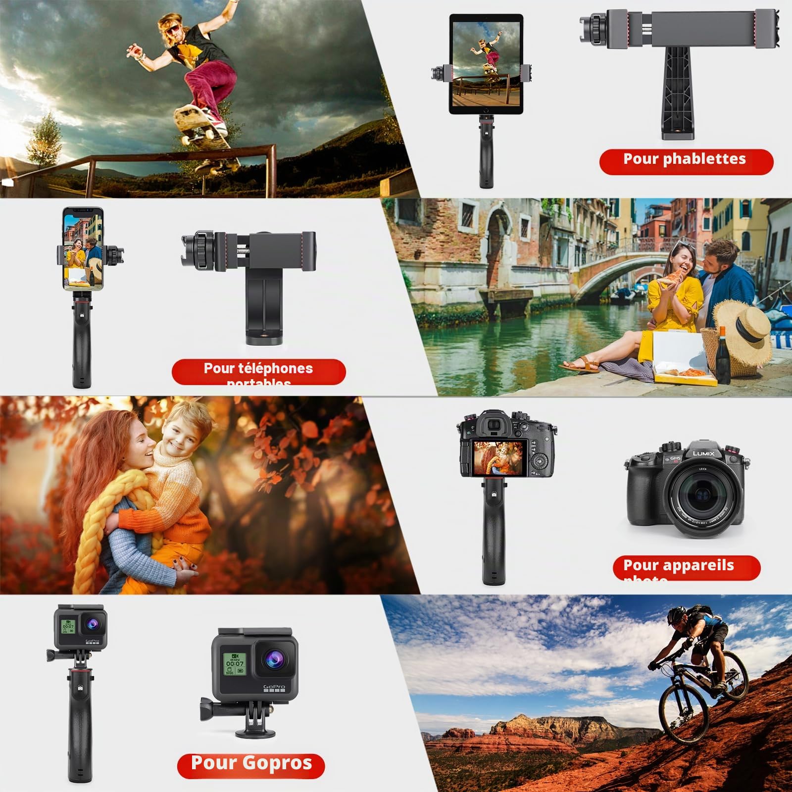 Zeadio Stabilisateur de Smartphone sans Fil, poignée vidéo Vlogging, avec Support de Serrage et obturateur à Distance pour iPhone et téléphone Android et Autres Smartphones