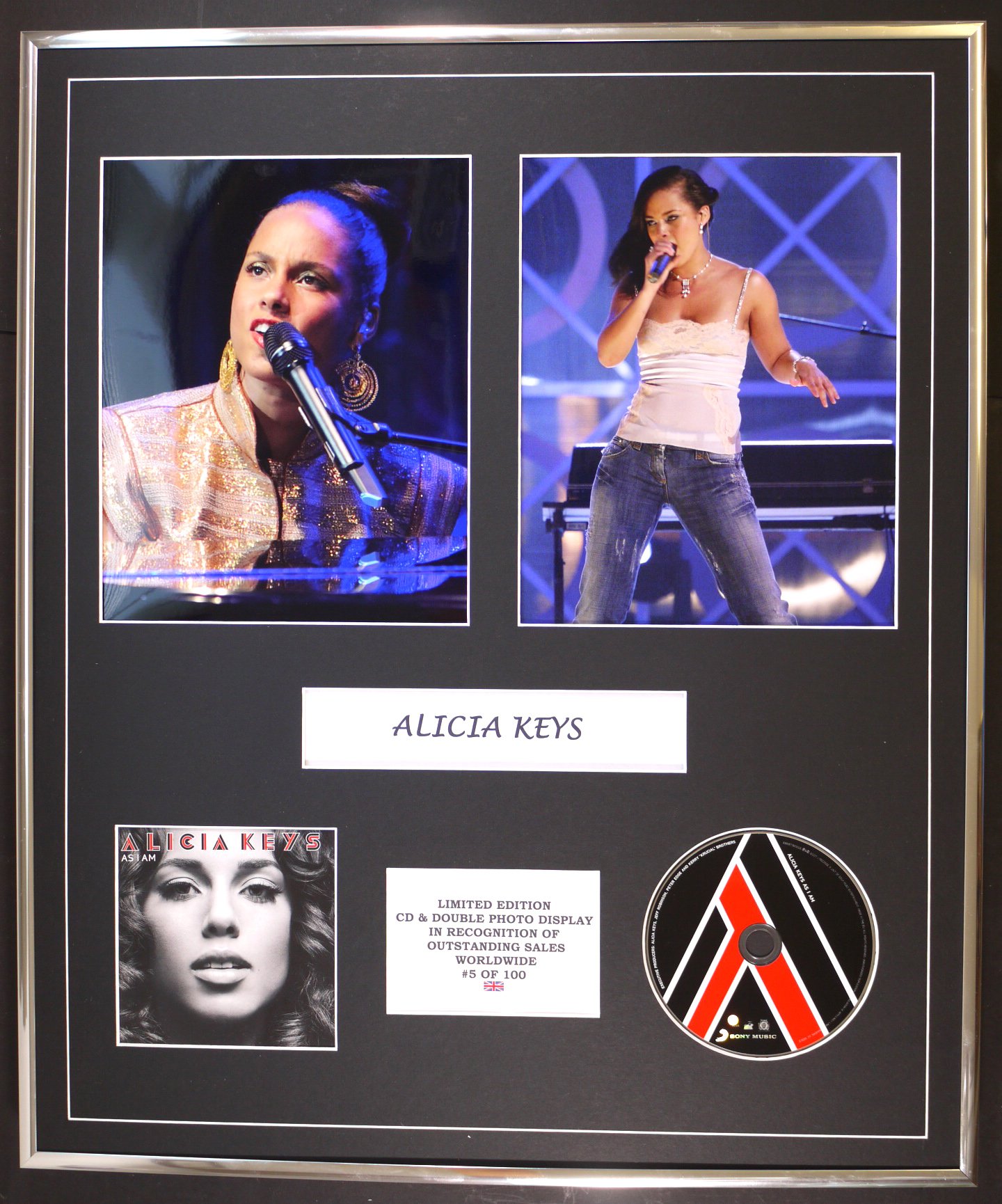 CD & DOUBLE PHOTO DISPLAY Alicia Keys/CD & Double Photo Display/Ltd. Edition/COA/AS I AM
