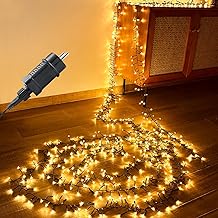 Outdoor Cluster Fairy Lights, 20 m, 1000 LEDs, Fairy Lights with Plug, 31 V with Timer, 8 Modes, Memory Function, IP44 Waterproof, Cluster Fairy Lights for Christmas Decoration, Garden, Warm