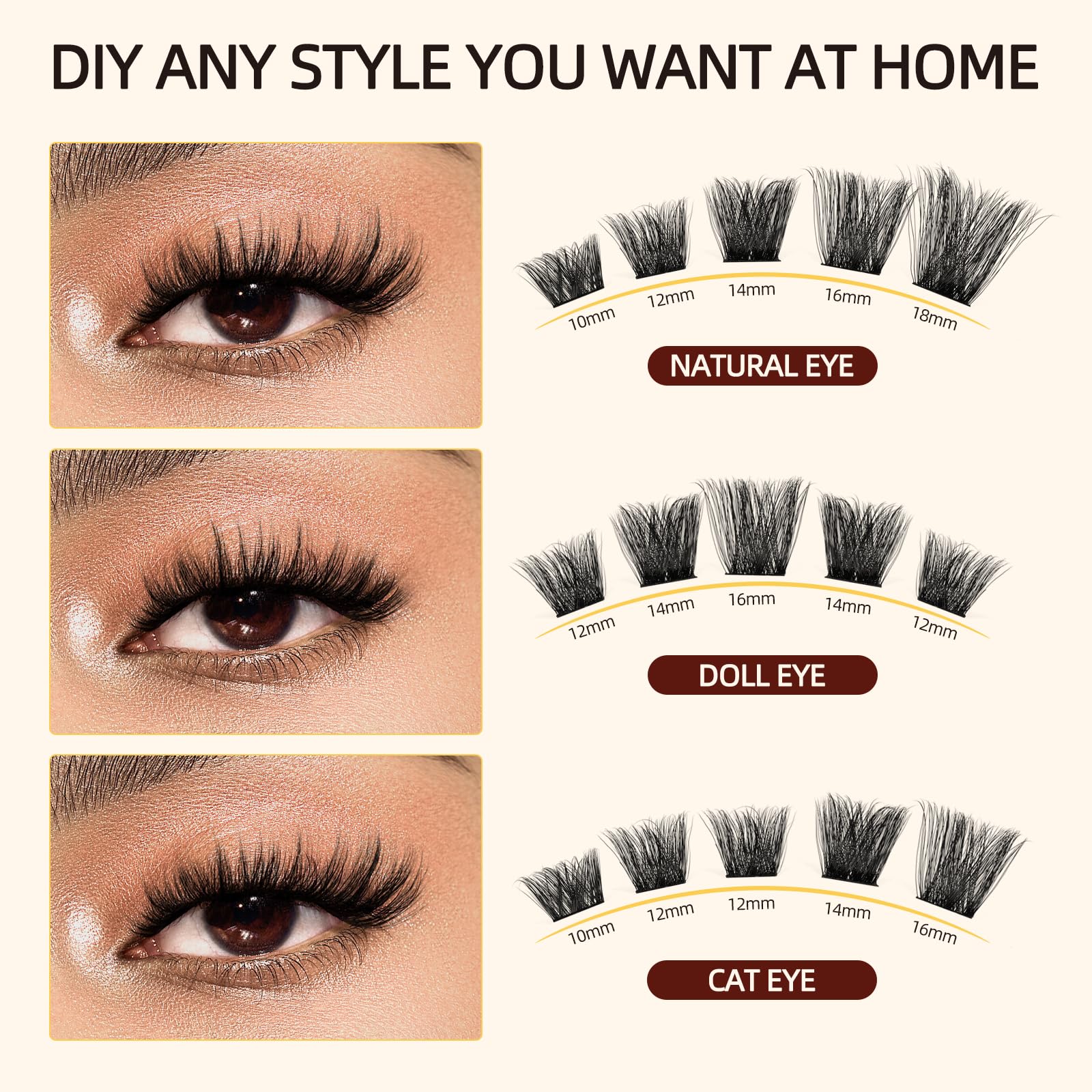 QUEWEL Lash Clusters 112 PCS Eyelash Clusters with Thin Band Cluster Lashes Natural Look Soft and Lightweight Cluster Eyelash Extensions for Beginner DIY Lash Extensions Use at Home (RMFD-01) - Image 3