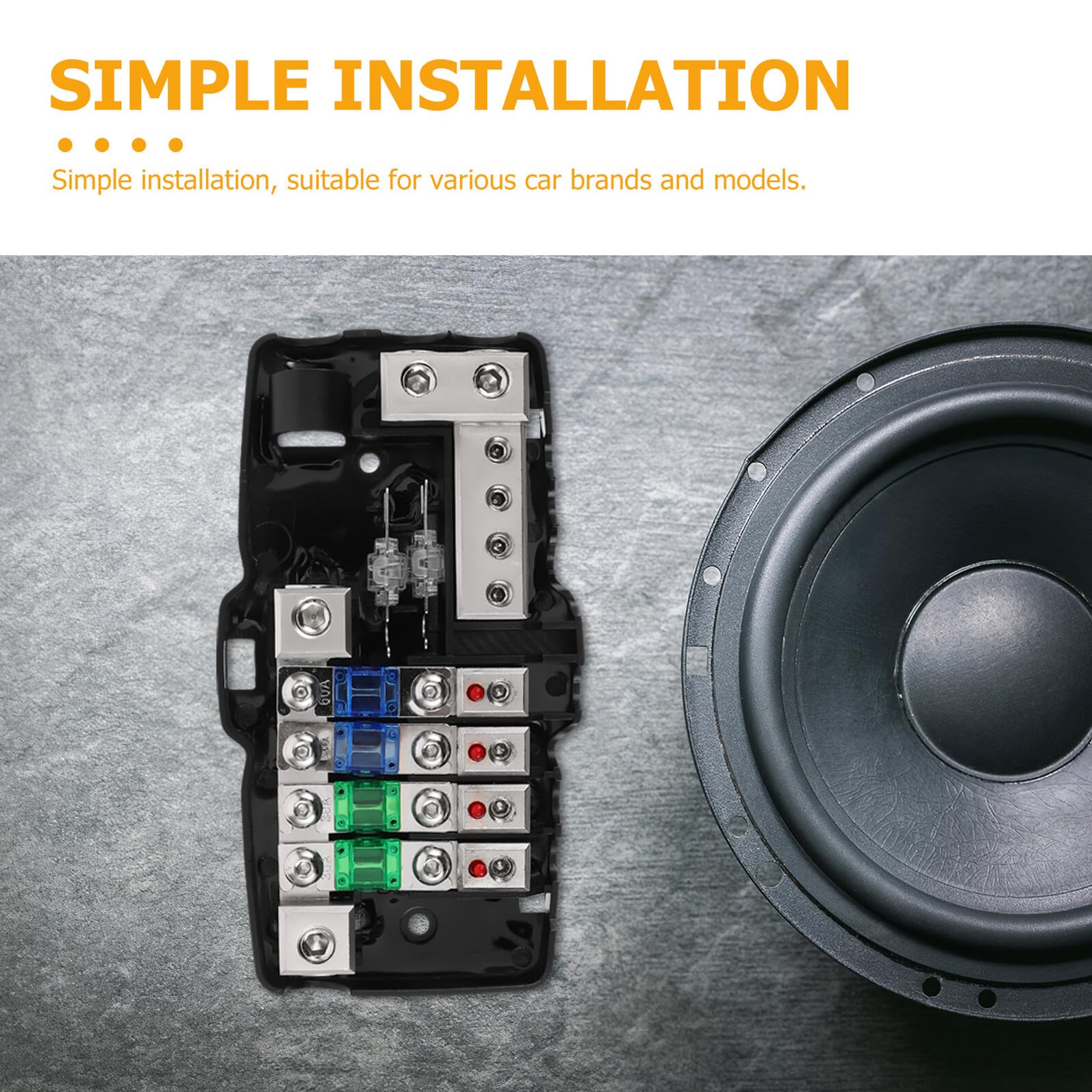 Abaodam Caja de Fusibles para Coche de 4 Vías con Portafusibles de Audio Multifuncional, Fácil Instalación y Protección de Seguridad para Sistemas de Audio Automotriz