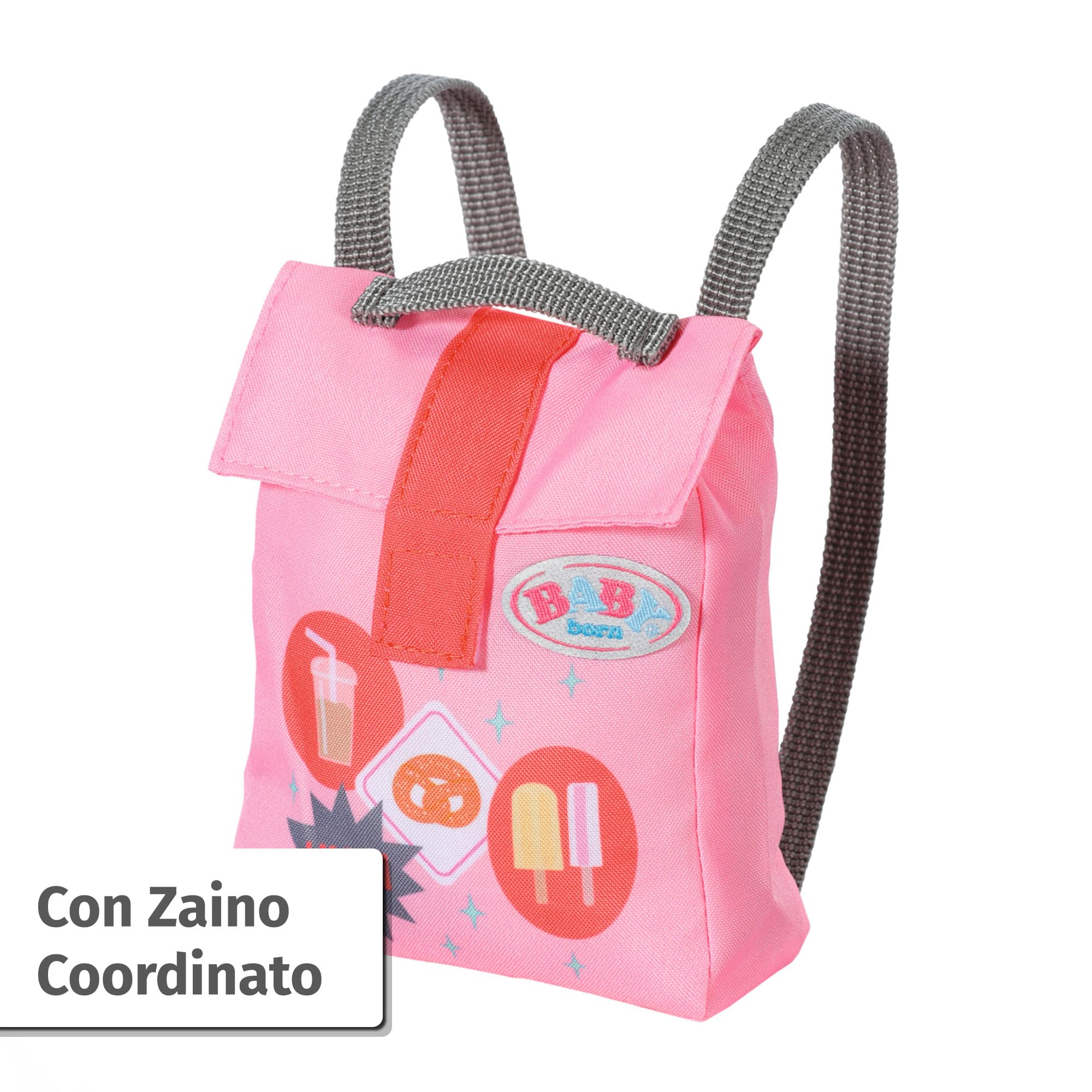 BABY born Snack Shop Outfit, Costume da commessa con Berretto, Scarpe e Zaino per Bambole da 43 cm, 835944 Zapf Creation