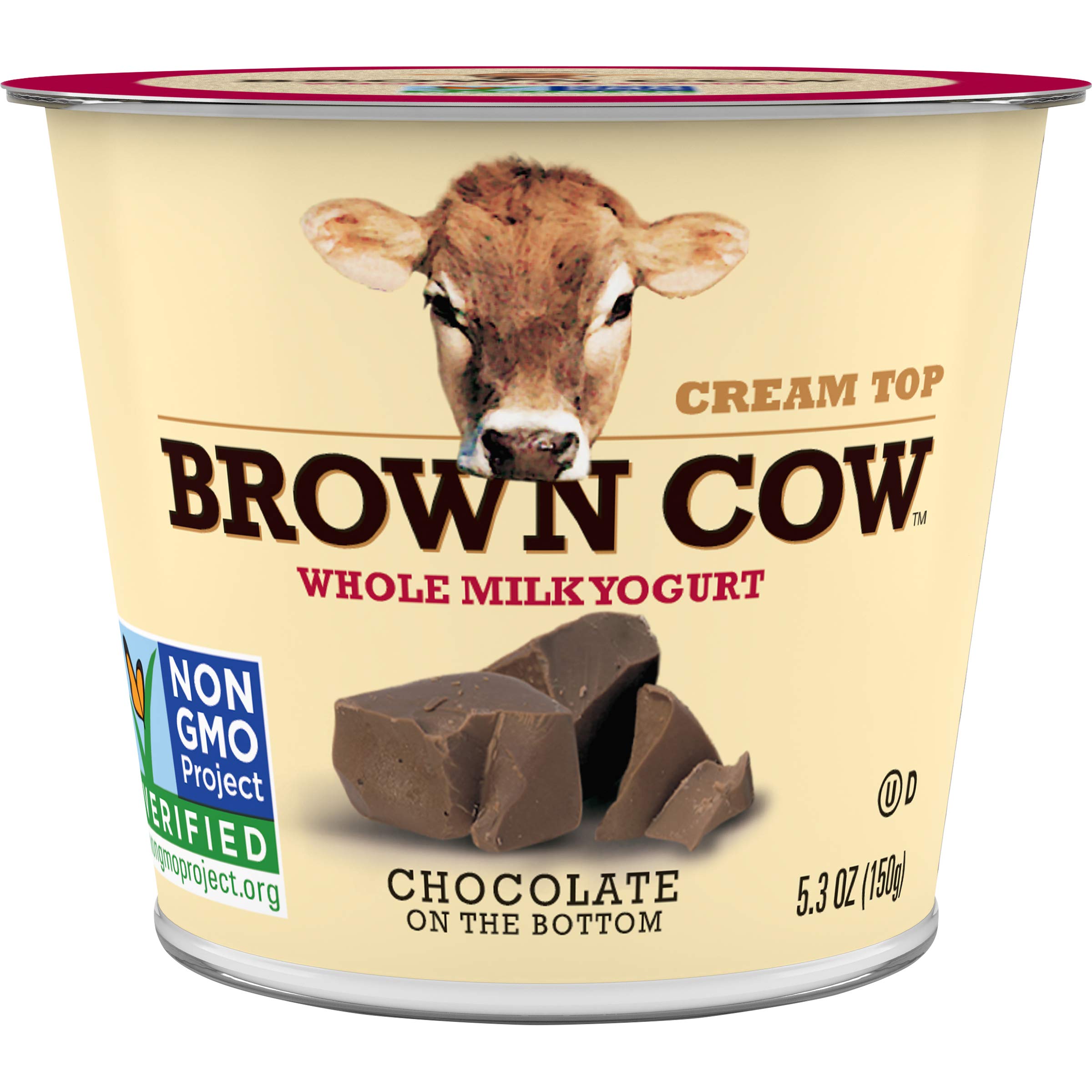 Brown Cow Cream Top Chocolate on the Bottom Whole Milk Yogurt 5.3 oz. Cup