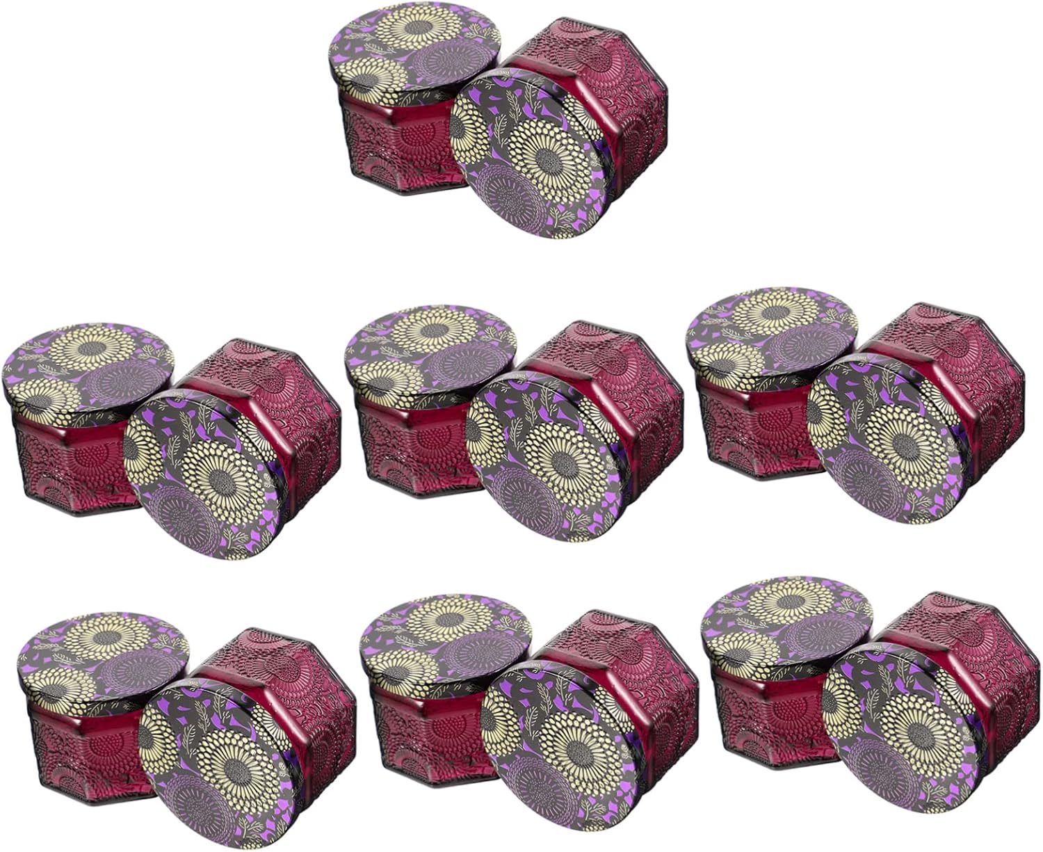 Gogogmee 14pcs Embossed Glass Candle Jars with Lids for DIY Scented Candle Making Colorful Aromatherapy Containers High-Temperature Resistant for Home Decor and Gifts