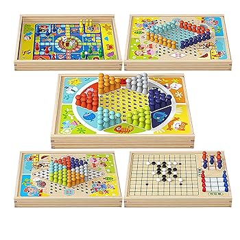 【和訳あり】ドイツ　子供から遊びやすいボードゲーム  5点セット Amazon.co.jp: ボードゲーム セット | 1/9 で 1 の卓上ウッド