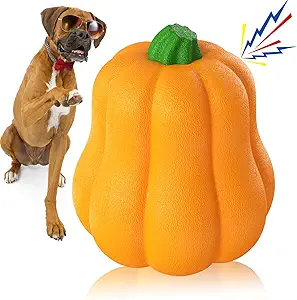 LiuMelinda Dog Chew Toys for Aggressive-Chewers - Indestructible Dog Toy for Aggressive Chewer,Tough Chew Toys for Dogs (Rubber Orange-Pumpkin)