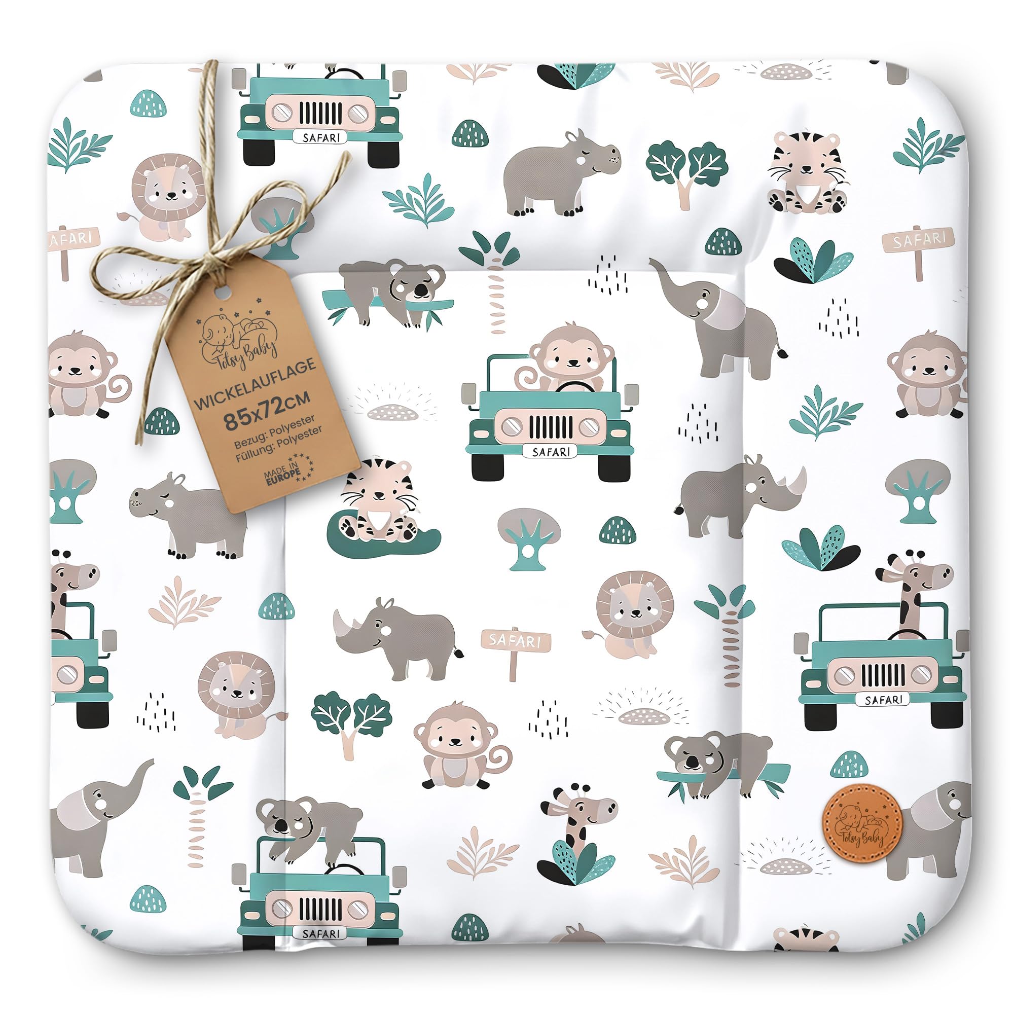 Fasciatoio neonato 85 x 72 cm - materassino portatile universale lavabile e impermeabile su cassettiera lavatrice e tavolo cuscino da viaggio tappetino materasso Oeko-Tex Africa