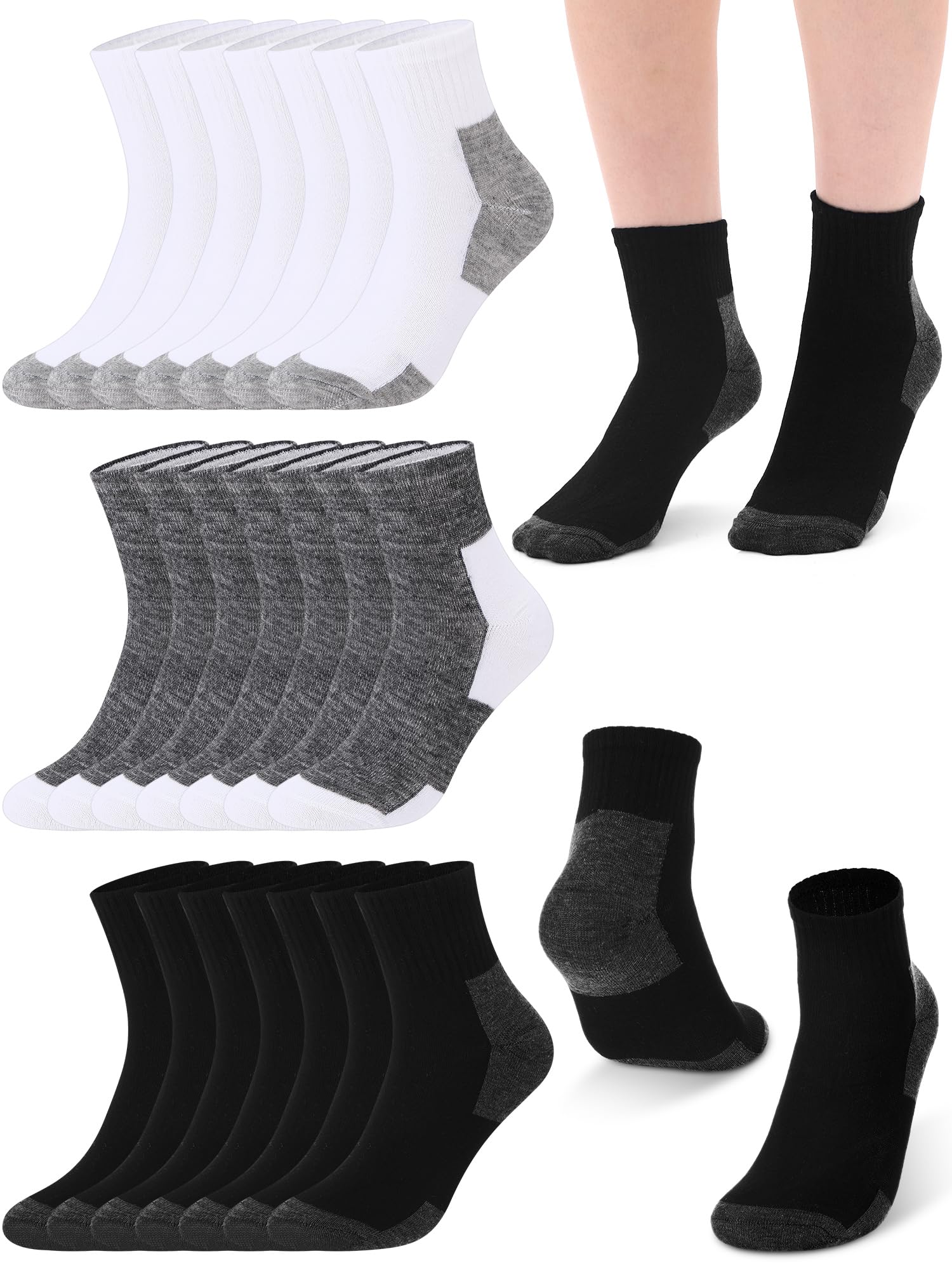 Tarpop 100 Pairs Bulk Mens Socks Moisture Wicking Casual Sports Ankle Socks for Homeless Unisex Adult Men Women