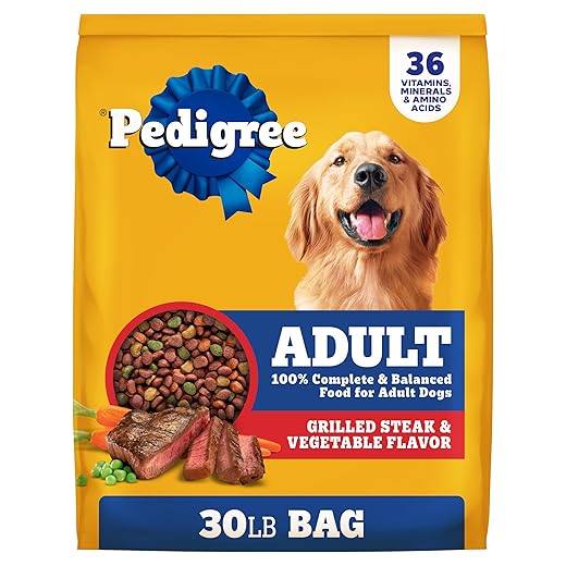 Pedigree Complete Nutrition Adult Dry Dog Food Grilled Steak & Vegetable Flavor Dog Kibble, 30 lb. Bag