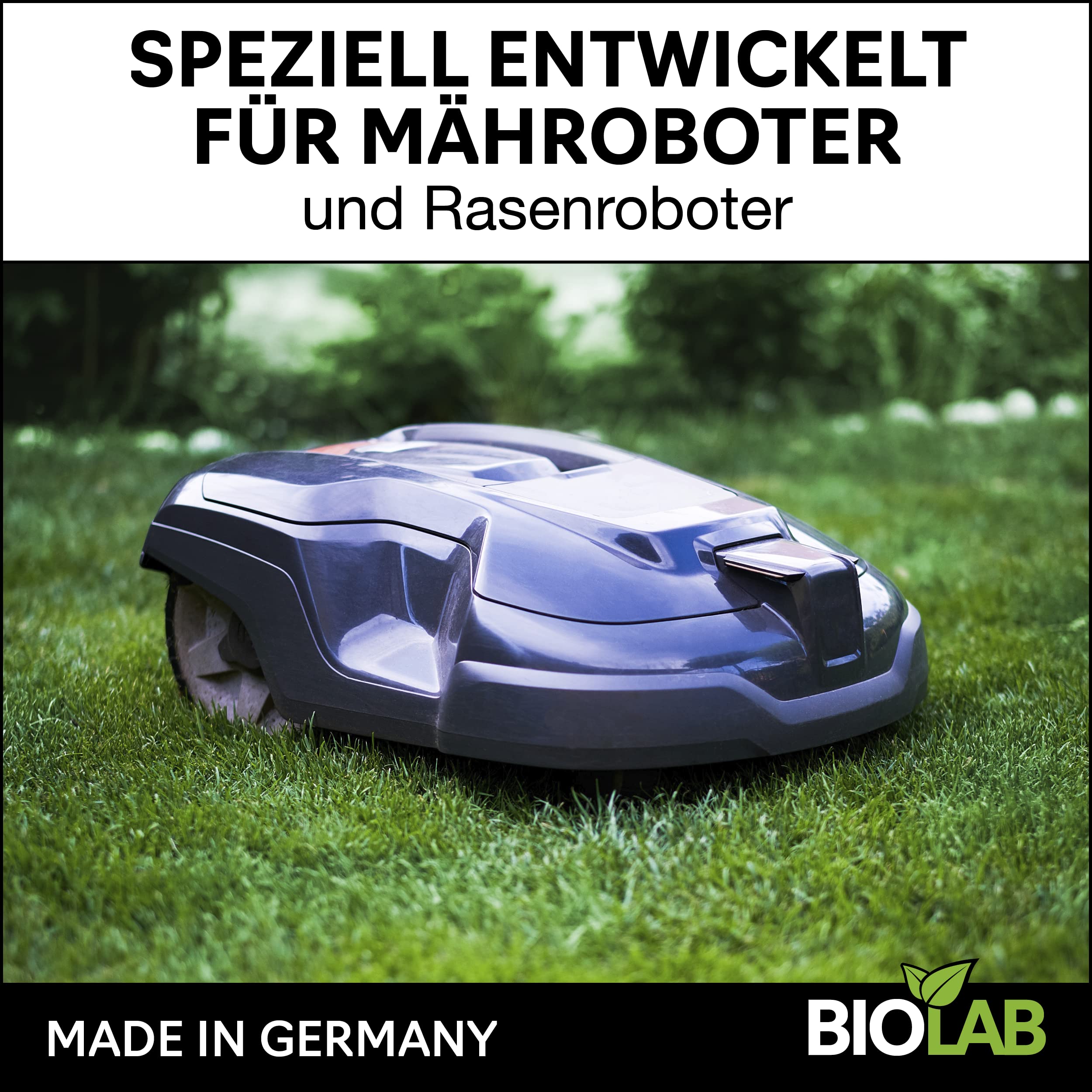Biolab Bio Mähroboter Reinigungsset, zur Reinigung von Rasenmäher Roboter, 1000 ml Reiniger Konzentrat plus Sprayflasche zum Mischen