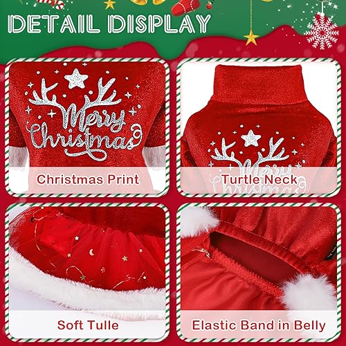 Miniatura 5 de Traje de Navidad para perro, vestido de tul para perro, ropa de otoño para perros pequeños y niñas, vestidos ligeros de terciopelo para cachorros,