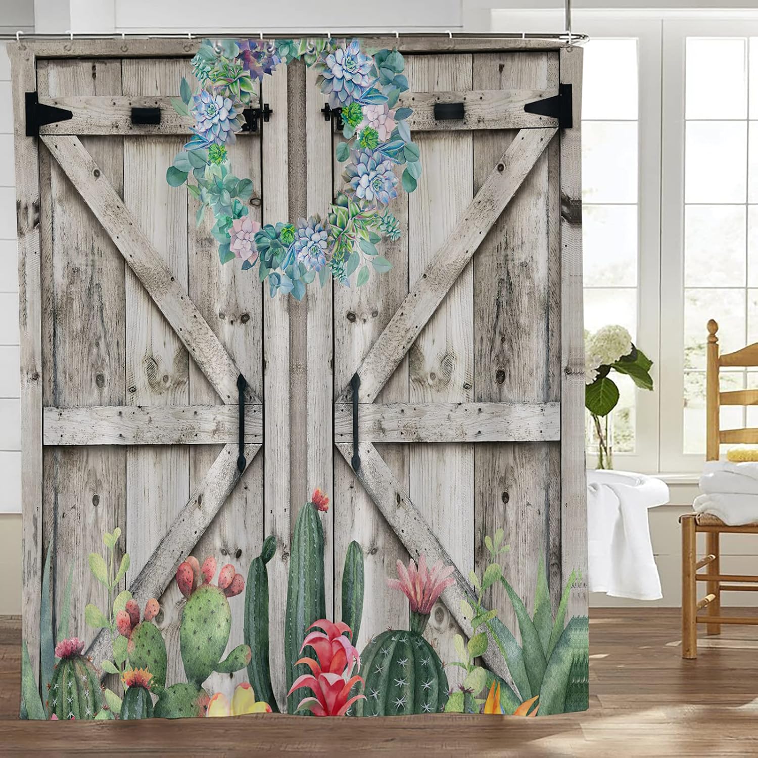 Yudchen Cactus Shower Curtain Farmhouse Succulents Shower