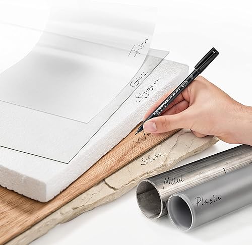 Miniatura 4 de Bolígrafo de punta de fibra, permanente, punta fina, tinta negra, 10 unidades