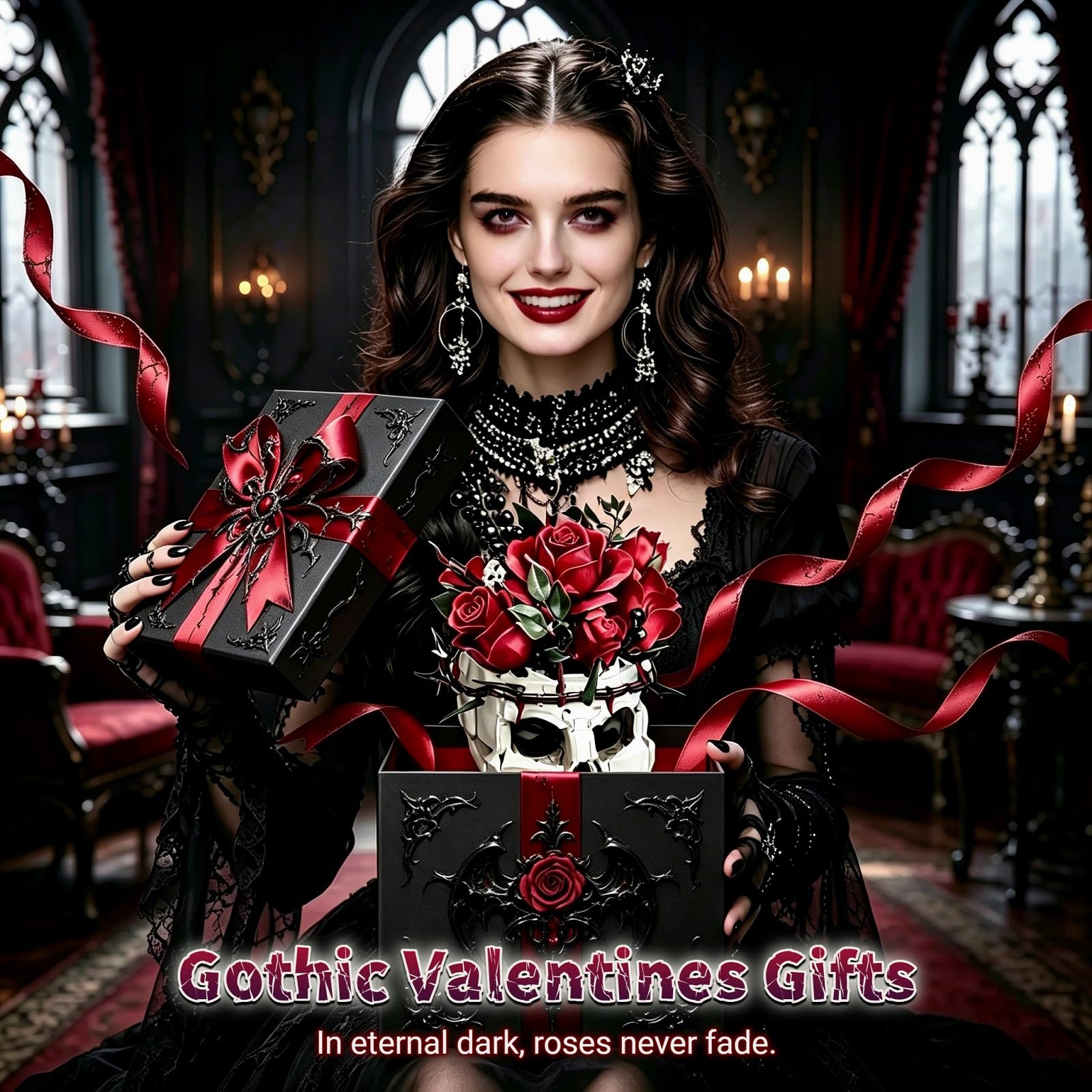 Goldlife Klemmbausteine Blumen – Rosen mit Totenkopf-Vase, Klemmbausteine Botanicals Blumenstrauß für Erwachsene, Gothic-Deko, Valentinstag, Geburtstag, Halloween, Weihnachten & Muttertag