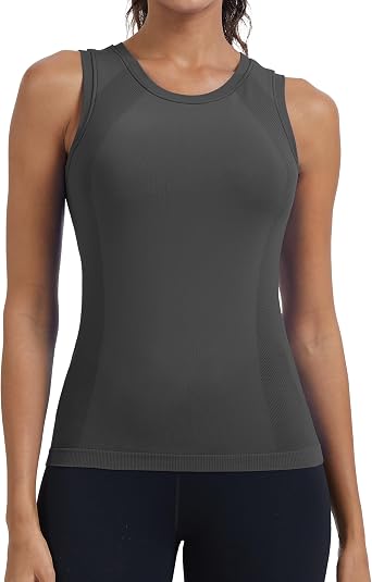 MathCat Seamless Workout Tank Top with Built in Bra for Women