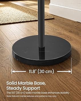 SONGMICS Freestanding Coat Rack, 16 Hooks, Steel Coat Tree with Marble Base