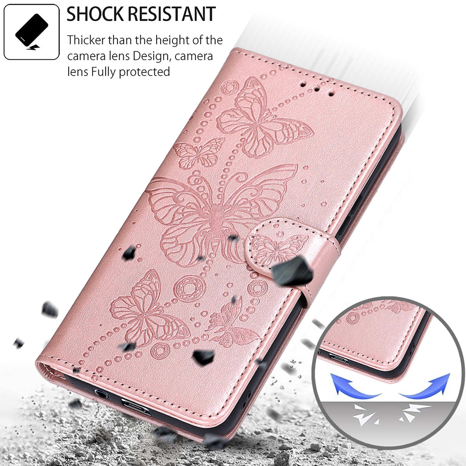 TOMYOU Klapphülle Für Xiaomi Redmi Note 11 Pro 5G – Kunstleder Mit 3 Kartenfächern & Ständer, Roségold