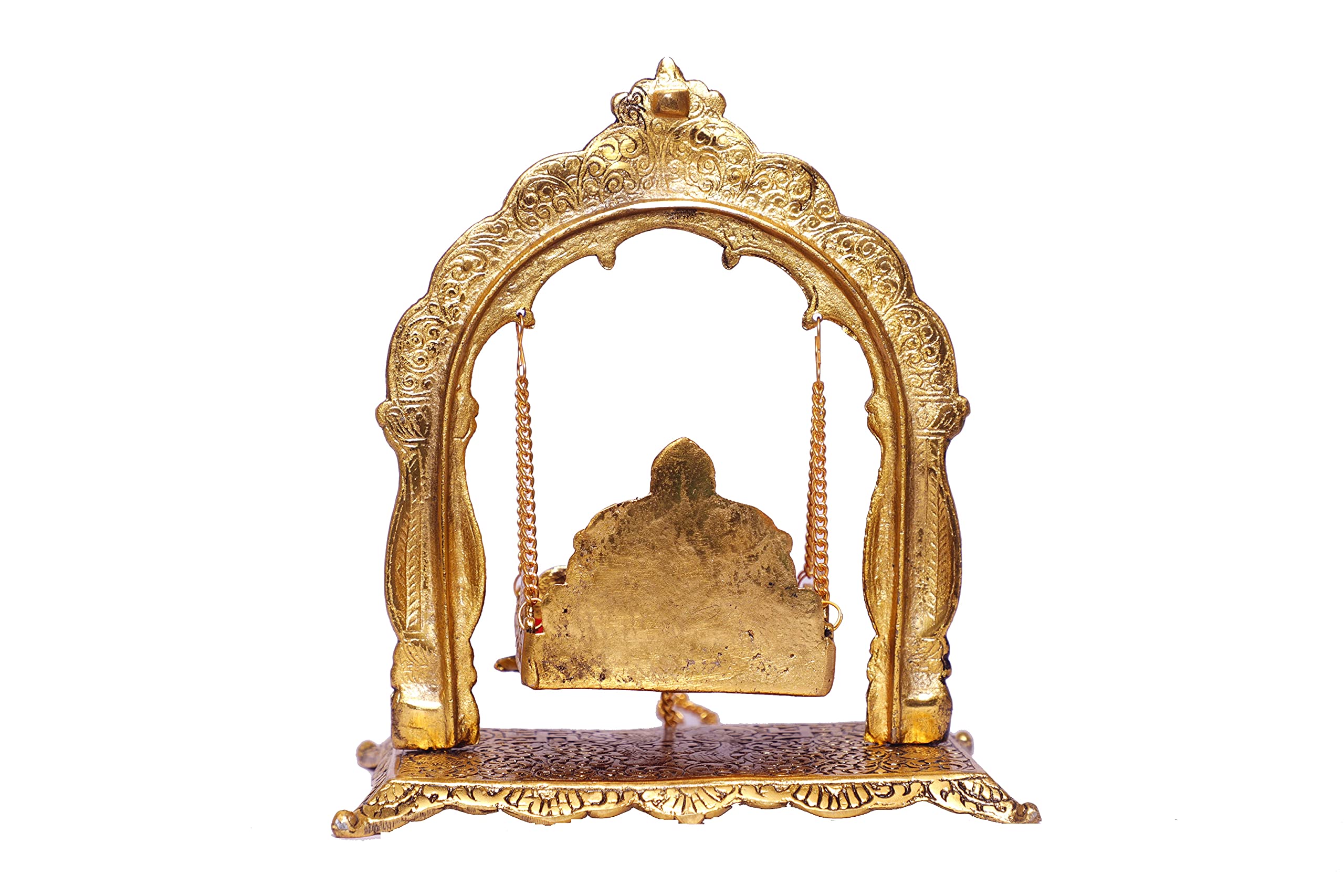 KridayKraft Metalowy posąg Laddu Gopal Palna, Kryszna Jhula Metalowy posąg do świątyni Pooja, Laddu Gopal Jhula, udekoruj swój dom i religijny prezent dla idola, figurki wystawowe