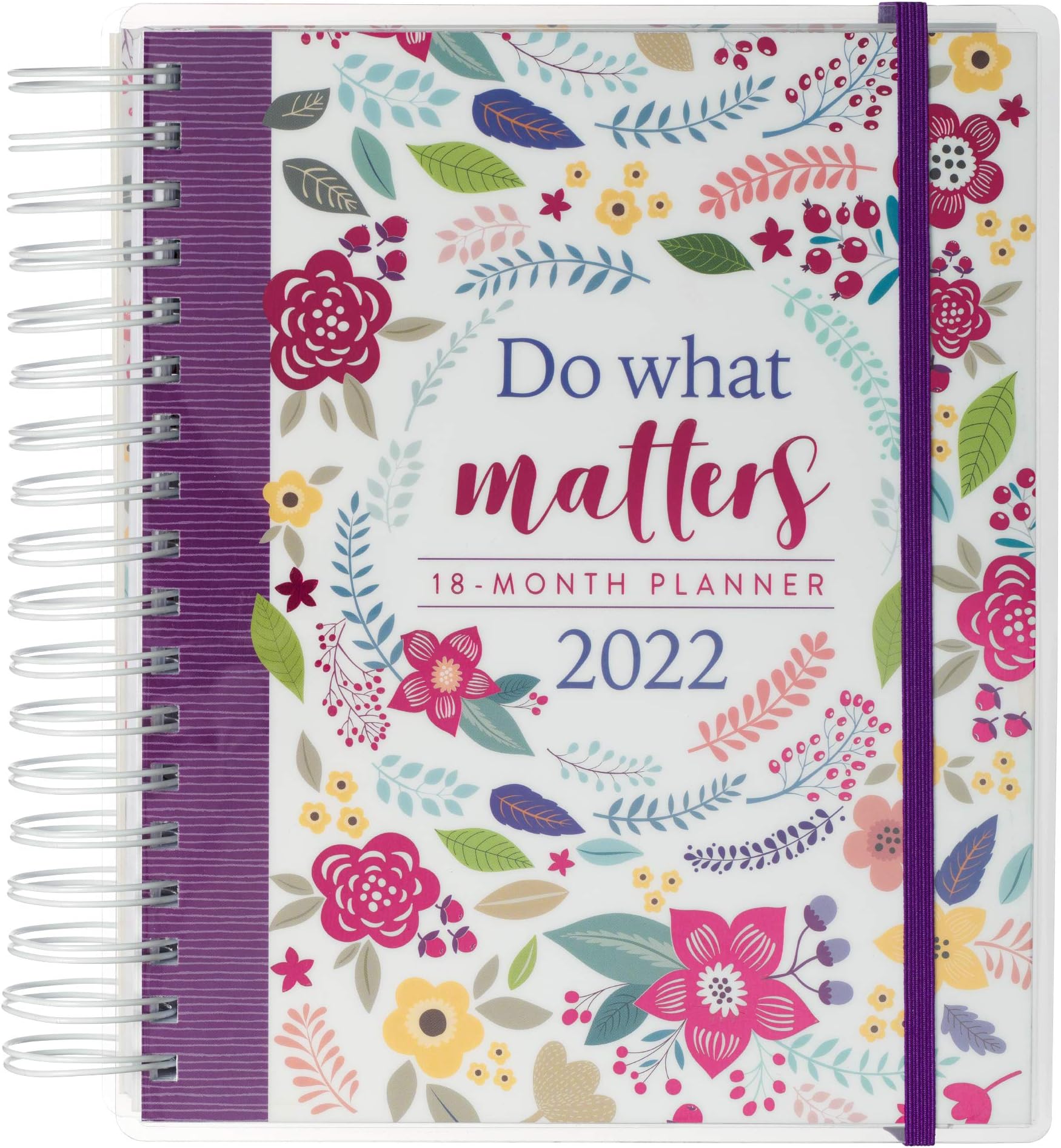 Inspirational 18 Month Planner 2022 Do What Matters Purple Floral Personal Organizer Daily Weekly Agenda Planner for Women, Elastic Closure Aug 2021-Jan 2023