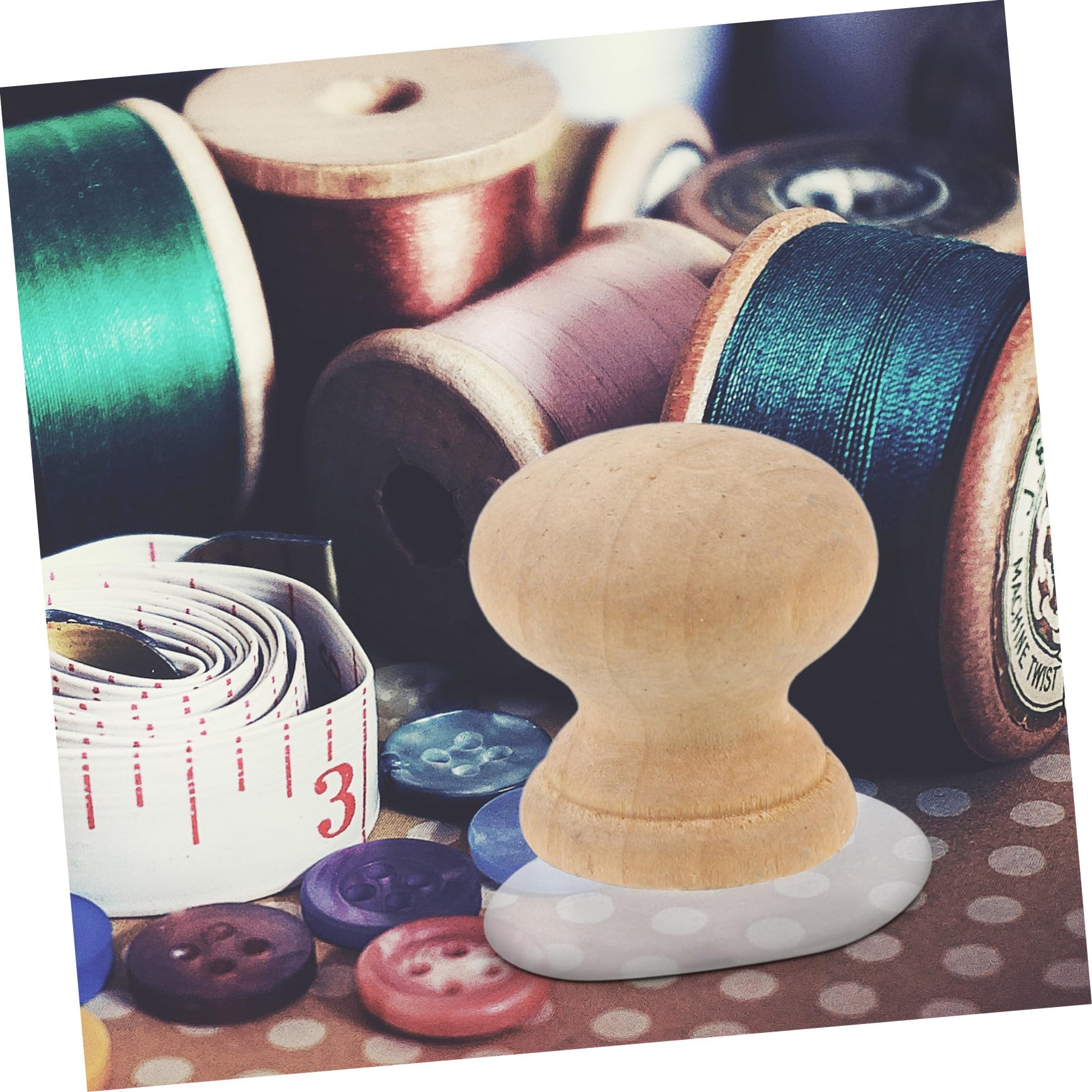 4 Piezas Herramienta de Costura para Acolchado con Mango de Madera y Succión Fuerte Regla Fijadora Portátil para Patchwork y Patronaje Accesorio Preciso para Costura Manual