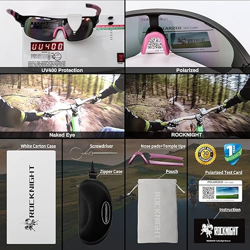 Miniatura 6 de ROCKNIGHT Gafas de sol deportivas polarizadas de alta definición, para ciclismo, conducción, béisbol, exteriores, ultraligeras, TR90, marco grande