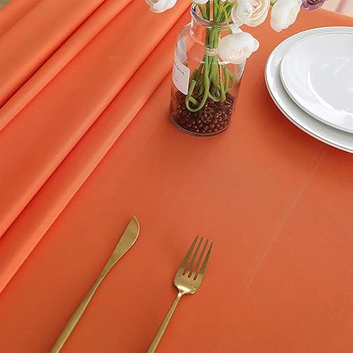 Miniatura 4 de 1 mantel de decoración de Halloween naranja de 54 x 94 pulgadas, tela de poliéster resistente a las arrugas, para fiestas de Halloween, decoración