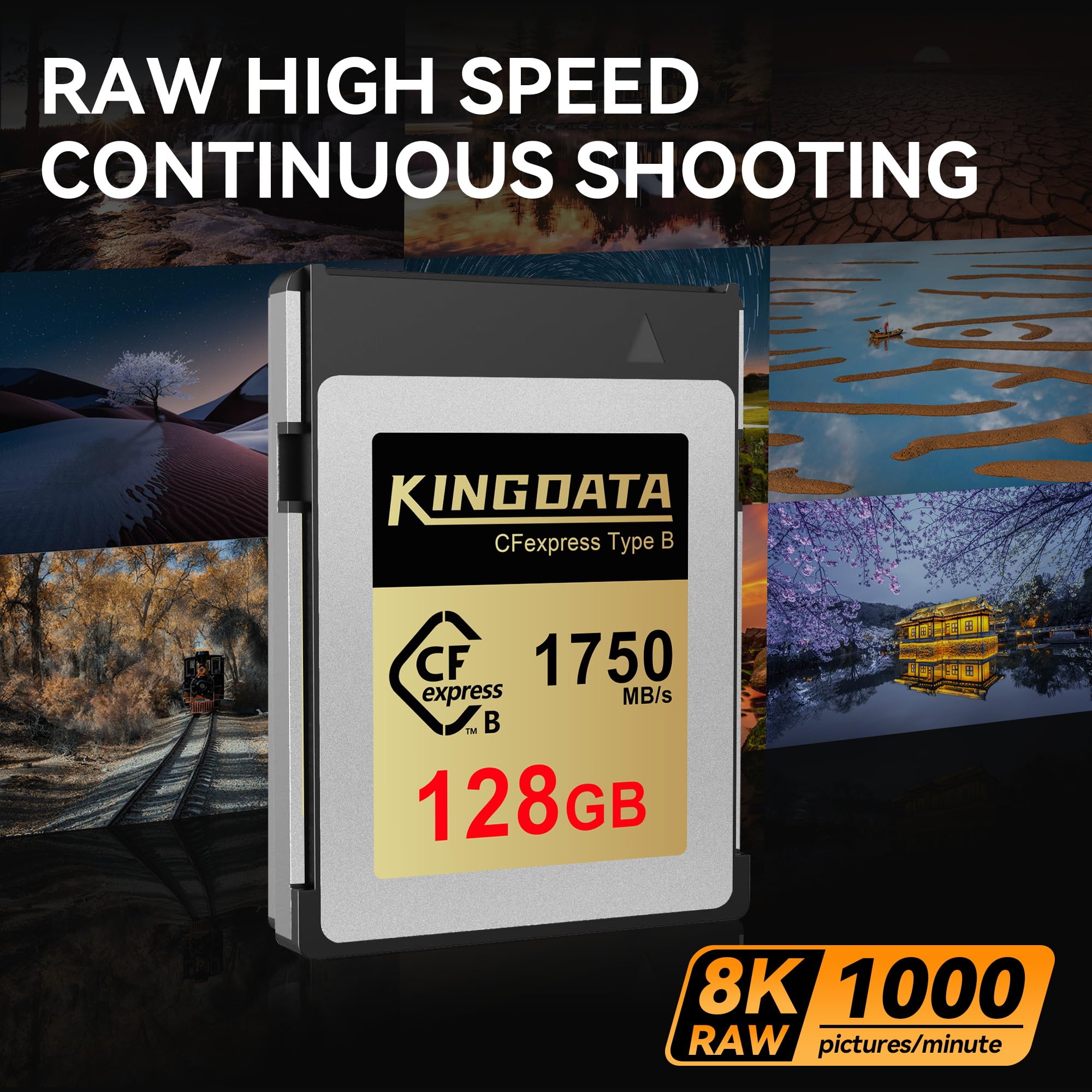 KNGDATA 128 GB CFexpress karta pamięci typu B, 8K/4K RAW, karta CF Express typu B do profesjonalnych lustrzanek cyfrowych