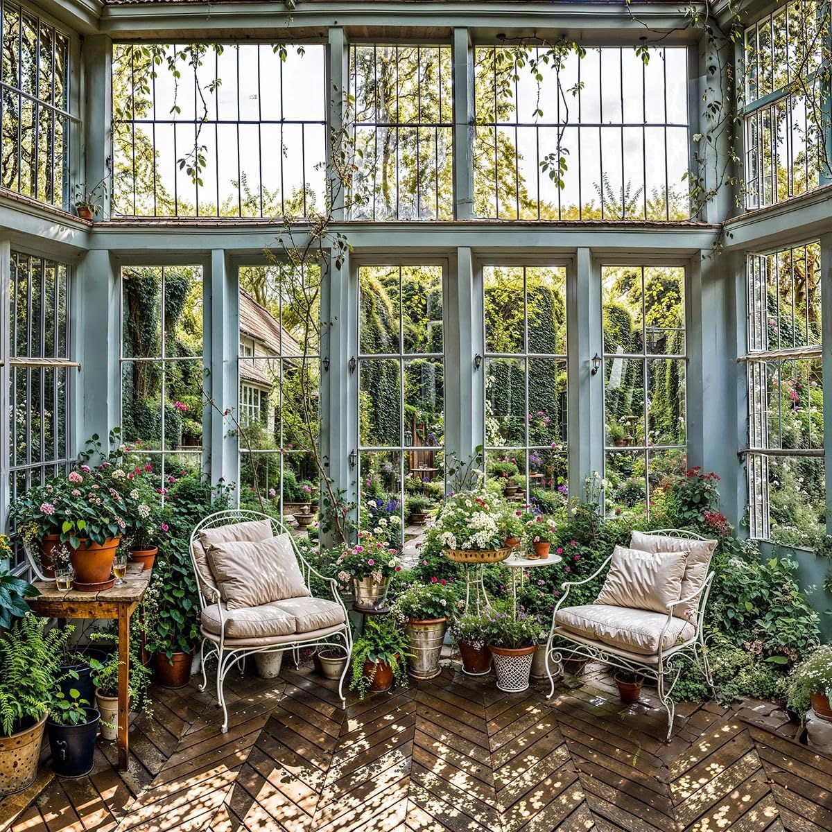 Sabrikas Let Your Creative Spirit Run Free English Country Orangerie Retreat Garden Tapestry Mural Gardens Backdrop Curtain W70.87 inches x H70.87 inches