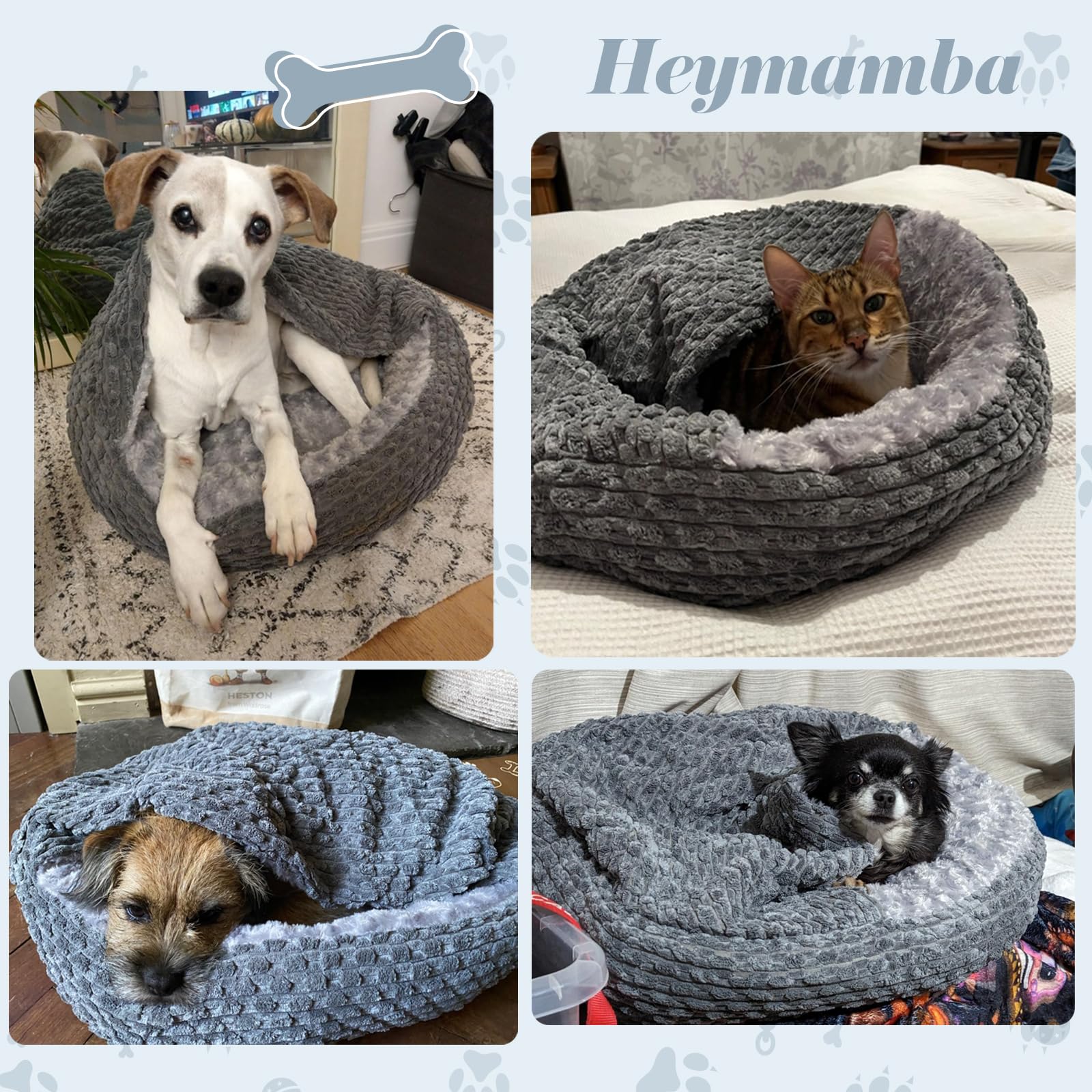 Heymamba Donut Dog Cat Bed Small Round Dog Bed - Image 2