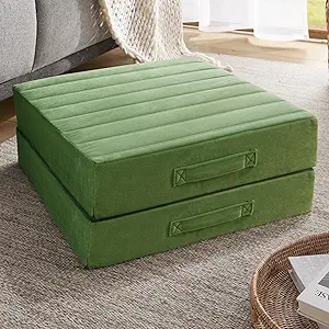 Codi High Density Foam Floor Pillow 2 Sets, Large Meditation Cushions Seating for Adults and Yoga Sitting, Washable Thick Couch Cushion with Soft Tufted Covers - 22 * 22 * 5inch Green