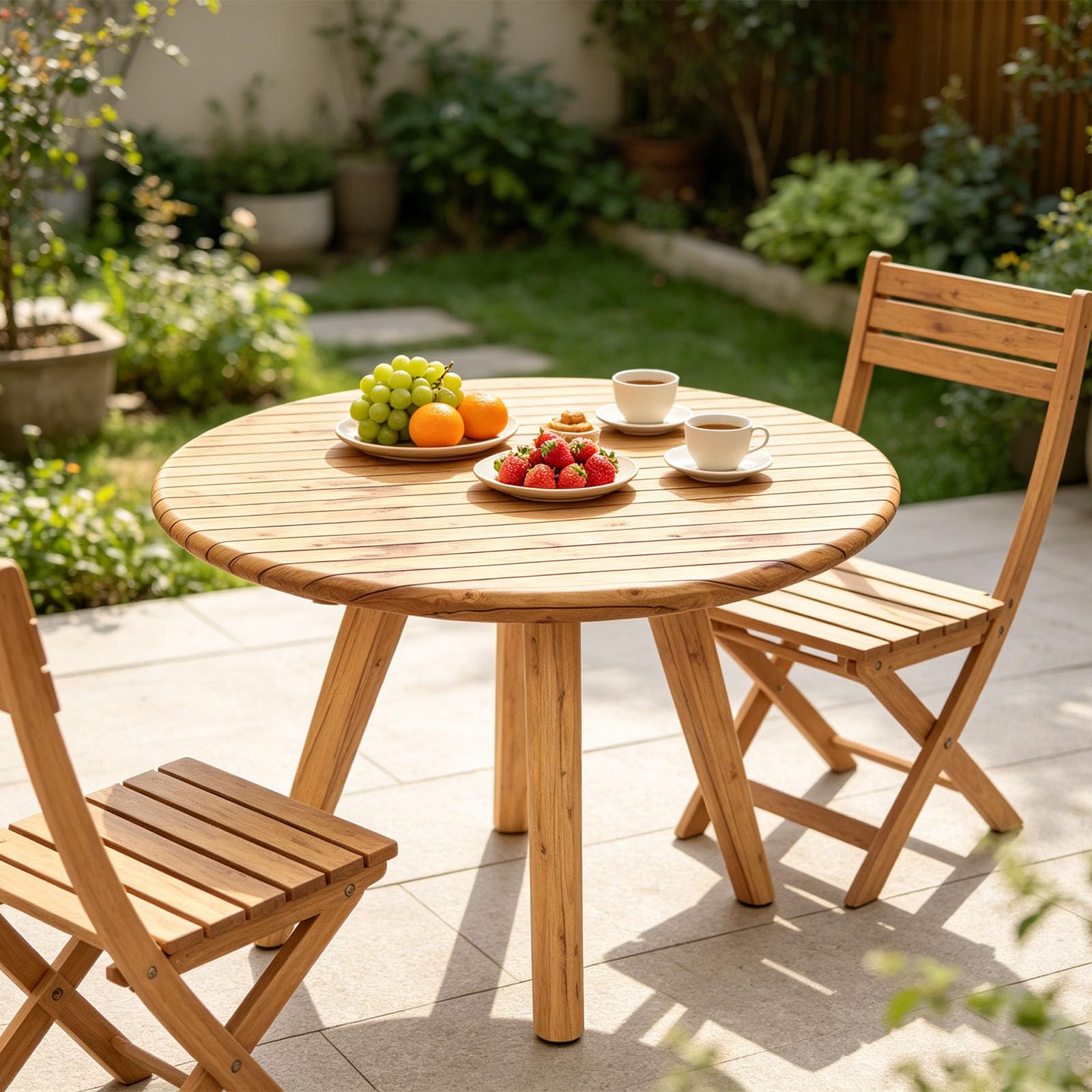 Elastic Round PVC Tablecloth Waterproof Wood Grain Print Table Cover(Small)
