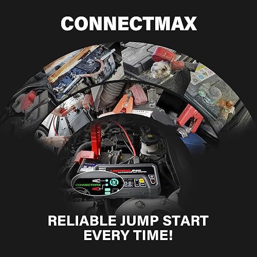 Miniatura 8 de LOKITHOR Arrancador JP400 con compresor de aire, 2500 A 12 V batería de coche arrancador portátil (8.5 L de gas6.5L diésel) con tecnología