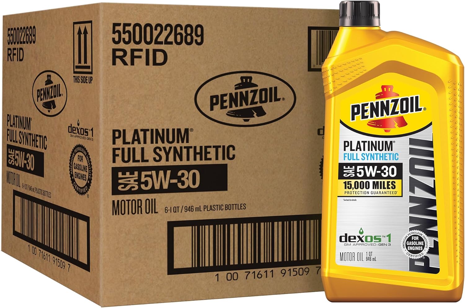 Pennzoil Platinum Full Synthetic 5W-30 Motor Oil (1-Quart, Case of 6)
