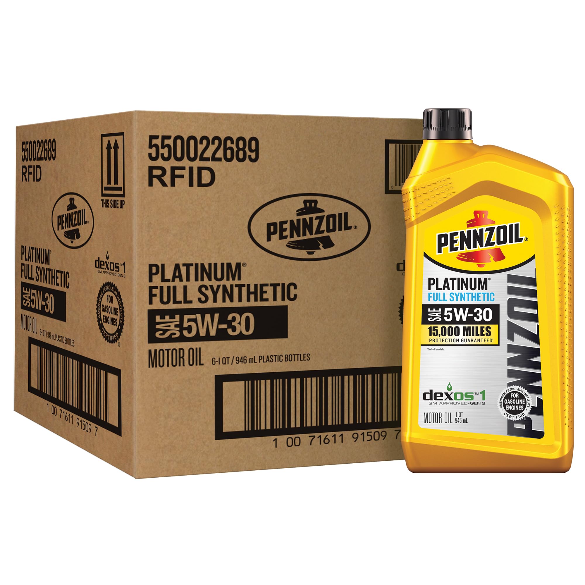 Pennzoil Platinum Full Synthetic 5W-30 Motor Oil (1-Quart, Case of 6)