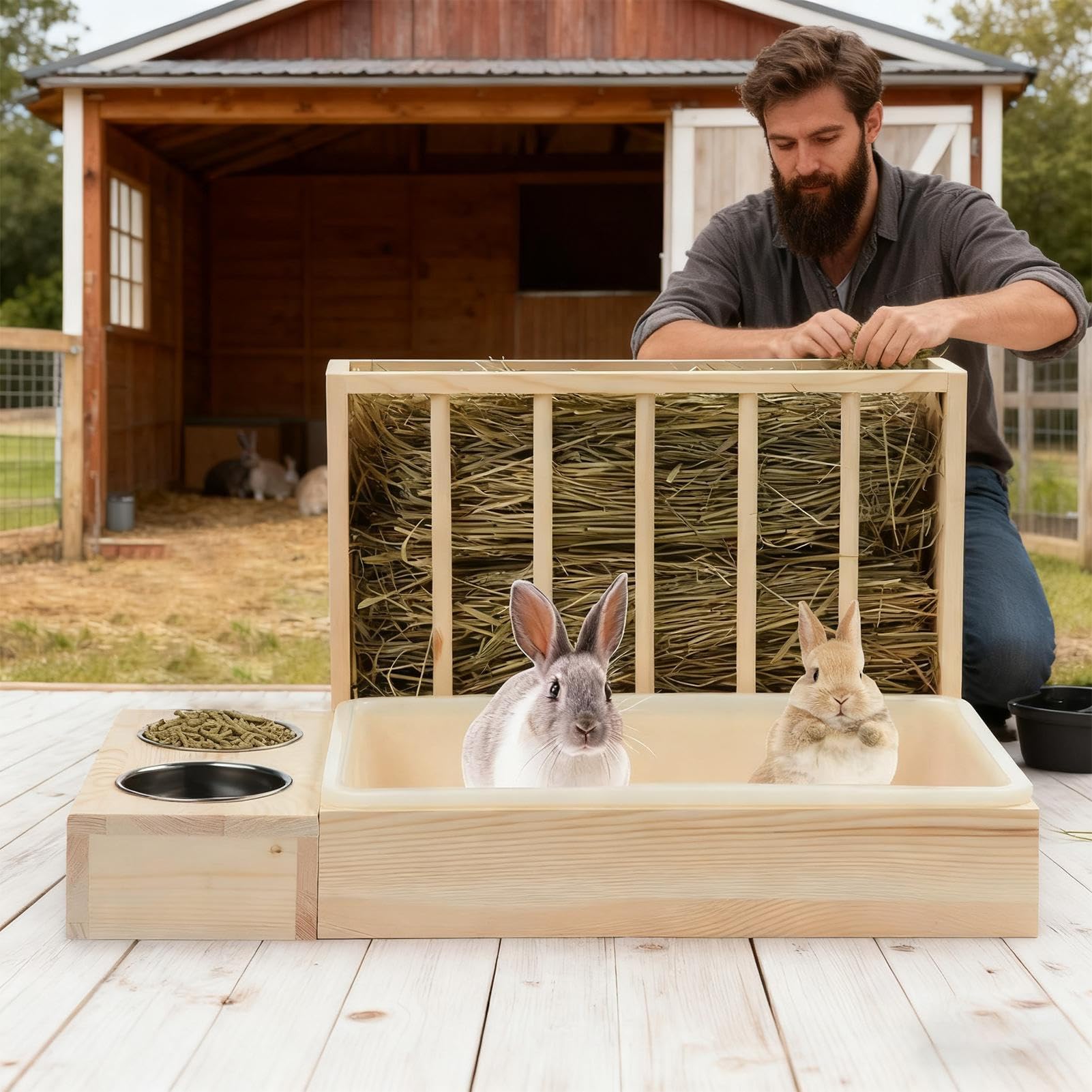 Mangiatoia Per Criceti Per Acqua In Legno Per Piccoli Animali | Alimentatore Per Gabbia Di Criceti Per Cibo Portafieno Per Animali Domestici Come Pollo Furetto Riccio Per Casa Viaggio